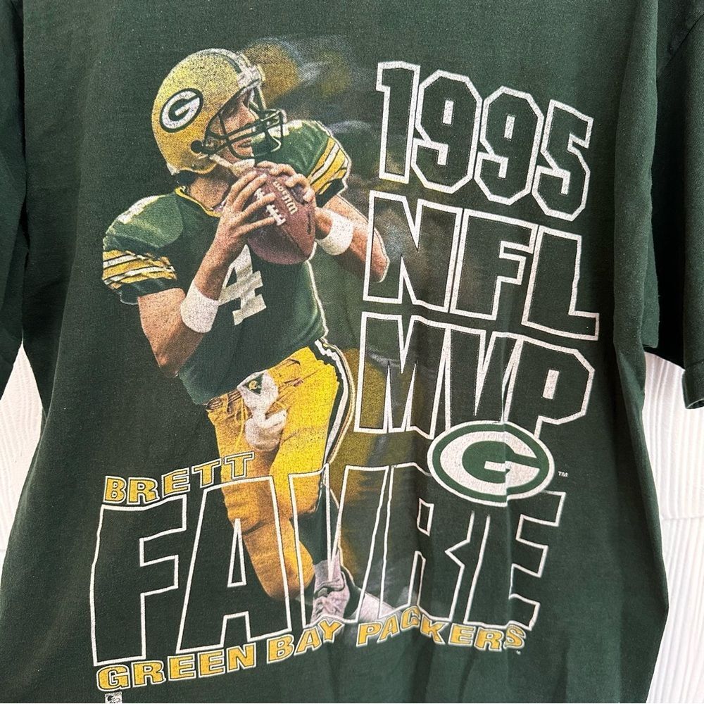 Vintage 90s 1995 NFL MVP Brett Favre Green Bay Packers Short Sleeve T-Shirt XL